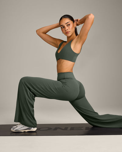 SoftMotion™ Straight Leg Bottoms with Gray Logo | Dark Khaki