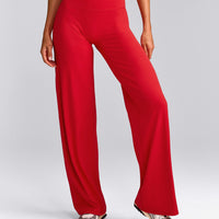 SoftMotion™ Straight Leg Pants with Gray Logo | Fiery Red