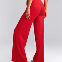 SoftMotion™ Straight Leg Pants with Gray Logo | Fiery Red