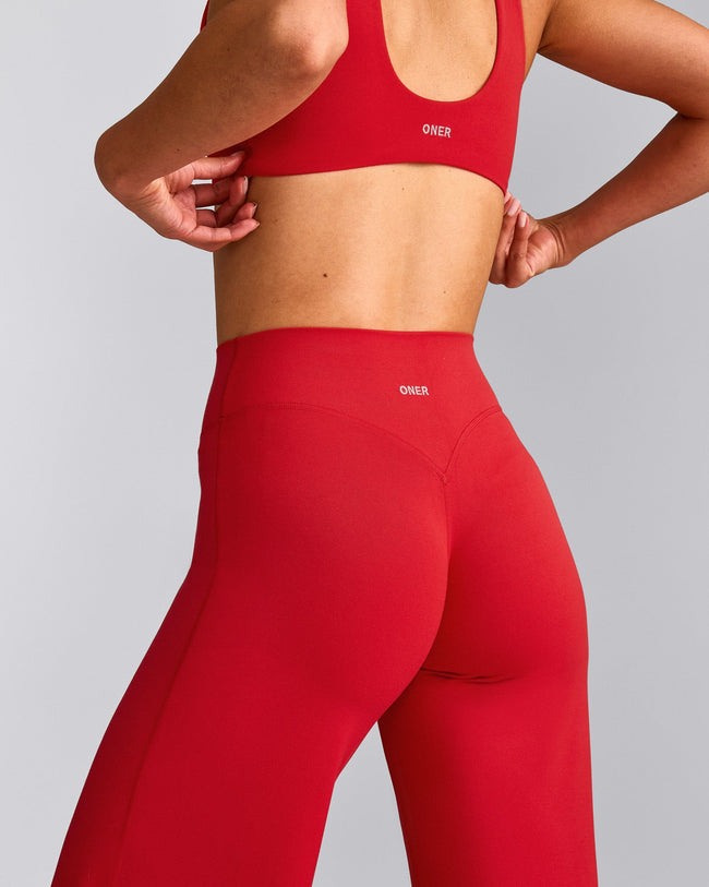 SoftMotion™ Straight Leg Pants with Gray Logo | Fiery Red