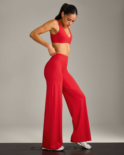 SoftMotion™ Straight Leg Bottoms with Gray Logo | Fiery Red