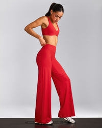 SoftMotion™ Straight Leg Pants with Gray Logo | Fiery Red