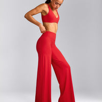 SoftMotion™ Straight Leg Pants with Gray Logo | Fiery Red