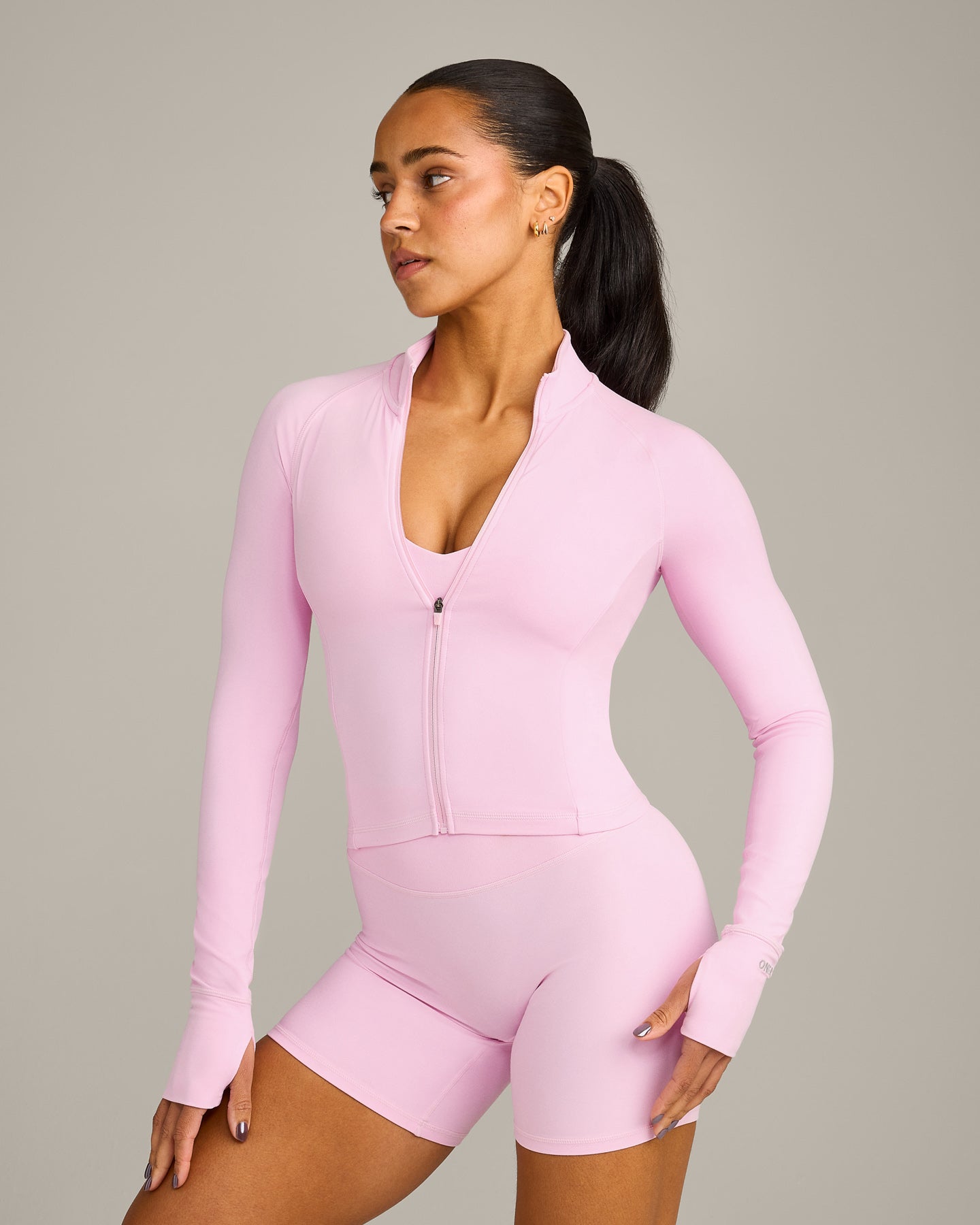 SoftMotion™ Mid Jacket with Gray Logo | Chalk Pink