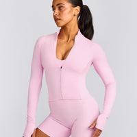 SoftMotion™ Mid Jacket with Gray Logo | Chalk Pink
