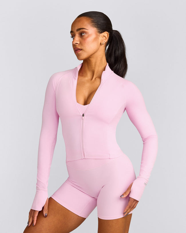 SoftMotion™ Mid Jacket with Gray Logo | Chalk Pink