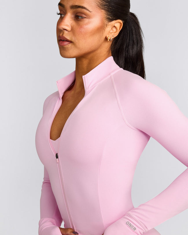 SoftMotion™ Mid Jacket with Gray Logo | Chalk Pink