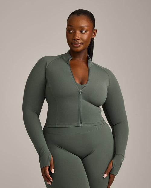 Oner Modal SoftMotion™ Mid Jacket with Gray Logo | Dark Khaki