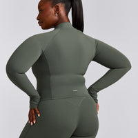 SoftMotion™ Mid Jacket with Gray Logo | Dark Khaki
