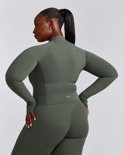 SoftMotion™ Mid Jacket with Gray Logo | Dark Khaki