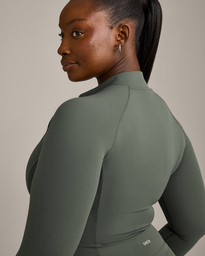 SoftMotion™ Mid Jacket with Gray Logo | Dark Khaki