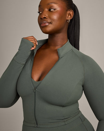 SoftMotion™ Mid Jacket with Gray Logo | Dark Khaki