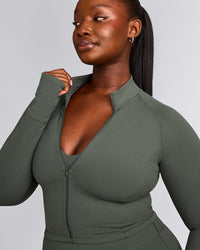 SoftMotion™ Mid Jacket with Gray Logo | Dark Khaki