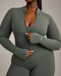 SoftMotion™ Mid Jacket with Gray Logo | Dark Khaki