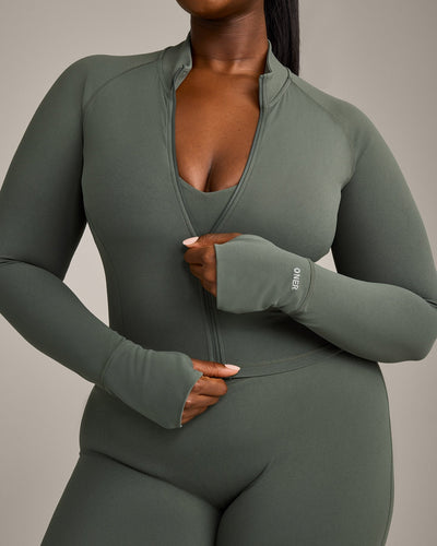 SoftMotion™ Mid Jacket with Gray Logo | Dark Khaki