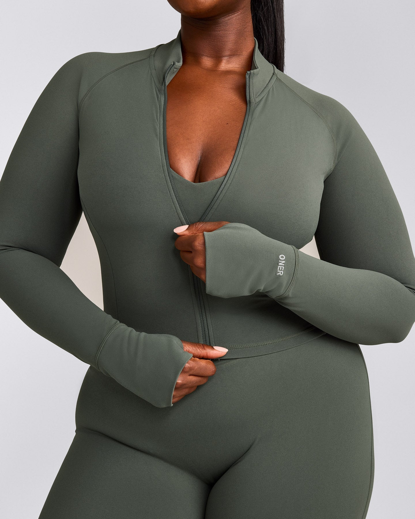 SoftMotion™ Mid Jacket with Gray Logo | Dark Khaki
