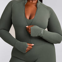 SoftMotion™ Mid Jacket with Gray Logo | Dark Khaki