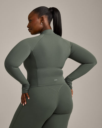 SoftMotion™ Mid Jacket with Gray Logo | Dark Khaki