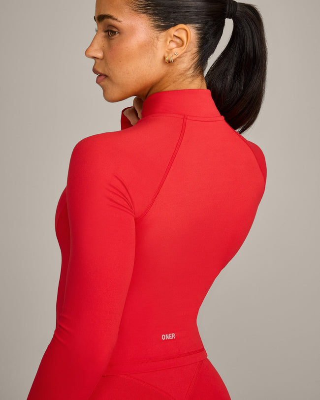 SoftMotion™ Mid Jacket with Gray Logo | Fiery Red