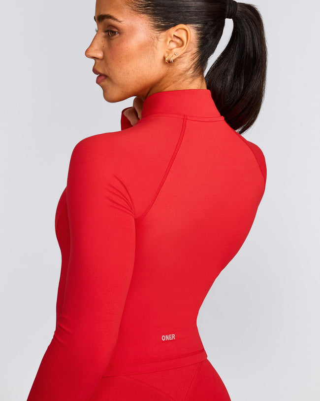 SoftMotion™ Mid Jacket with Gray Logo | Fiery Red