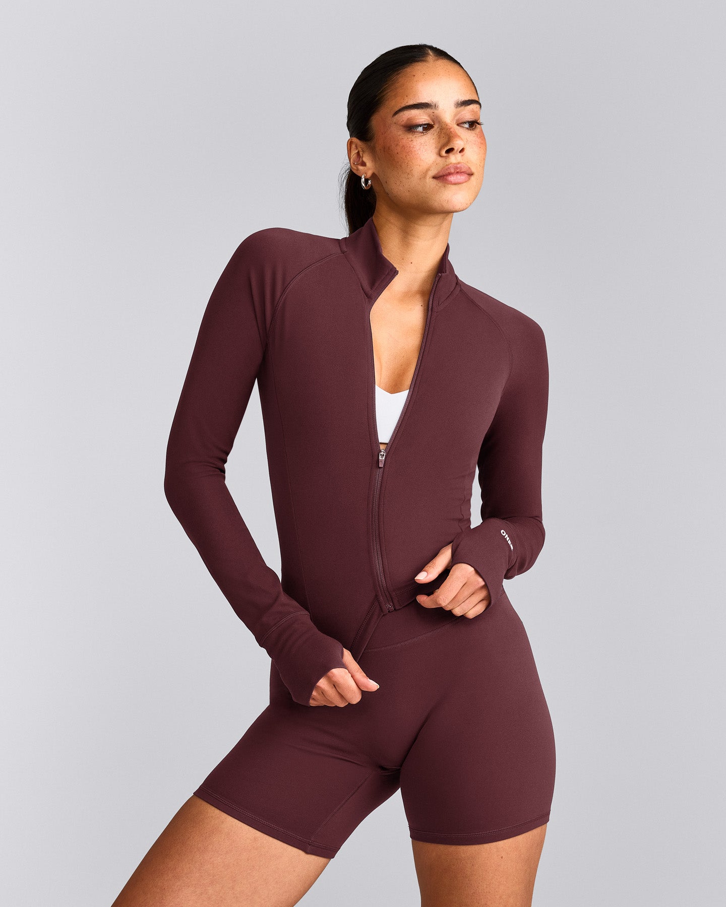 SoftMotion™ Mid Jacket with Gray Logo | Velvet Mocha
