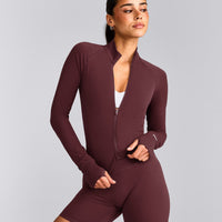 SoftMotion™ Mid Jacket with Gray Logo | Velvet Mocha