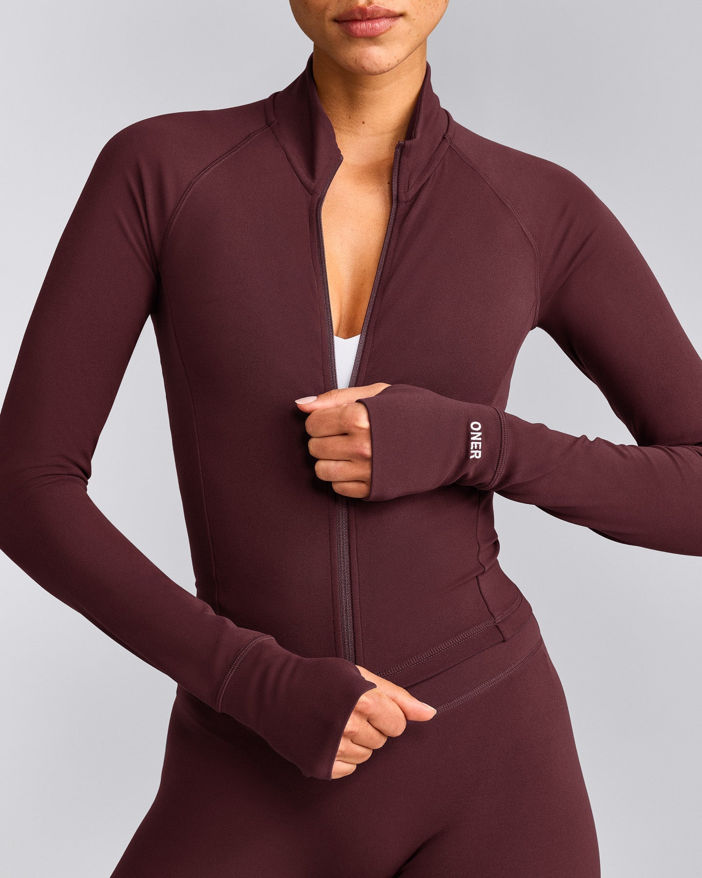 SoftMotion™ Mid Jacket with Gray Logo | Velvet Mocha