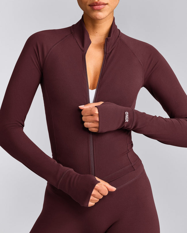 SoftMotion™ Mid Jacket with Gray Logo | Velvet Mocha