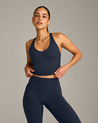 SoftMotion™ Racer Back Mid Vest with Built in Bra Shelf with Gray Logo | True Blue