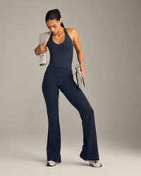 SoftMotion™ Racer Back Mid Vest with Built in Bra Shelf with Gray Logo | True Blue