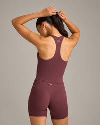 SoftMotion™ Racer Back Mid Vest with Built in Bra Shelf with Gray Logo | Velvet Mocha