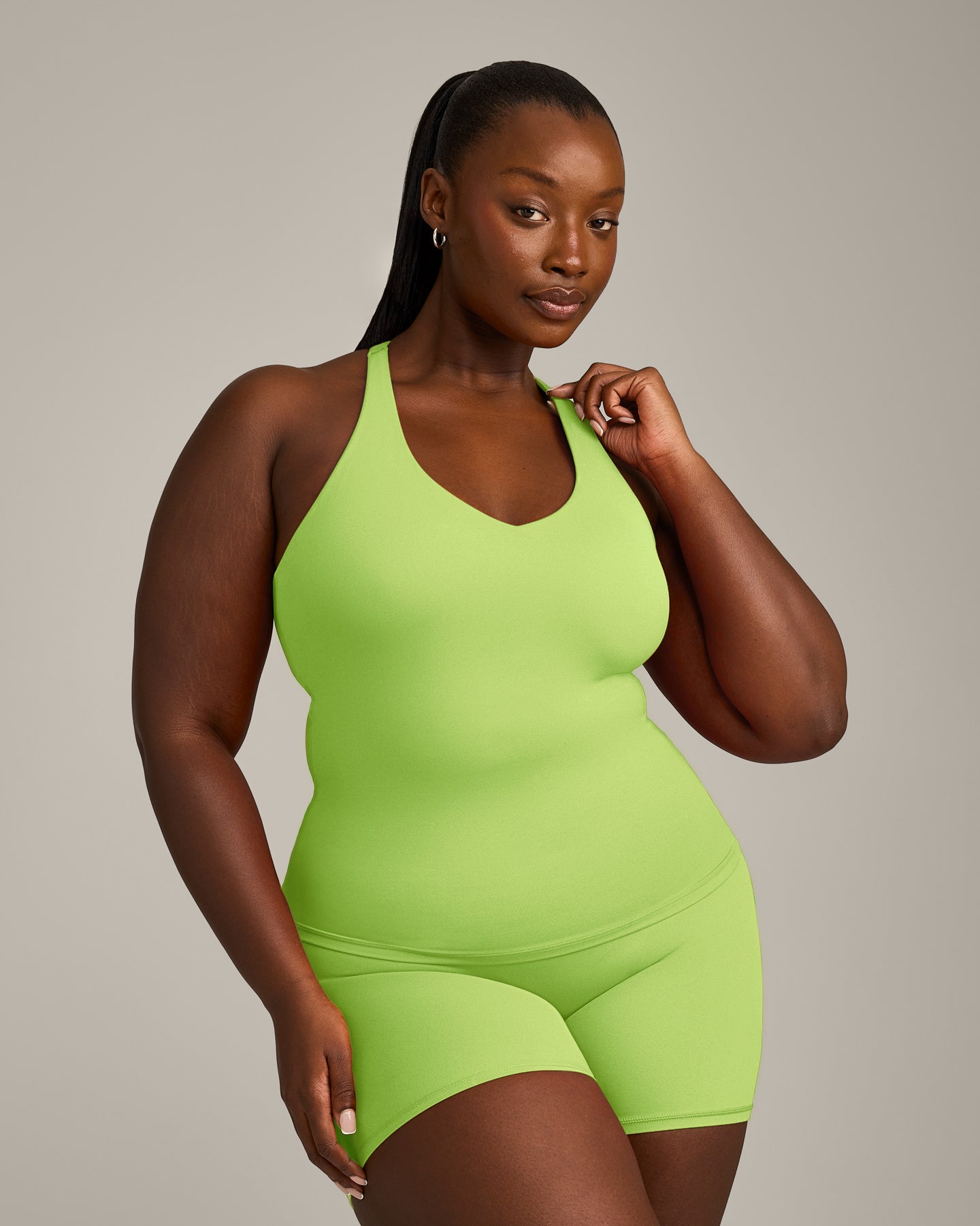SoftMotion™ Racer Back Vest with Built in Bra Shelf with Gray Logo | Citrus Green