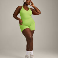 SoftMotion™ Racer Back Vest with Built in Bra Shelf with Gray Logo | Citrus Green