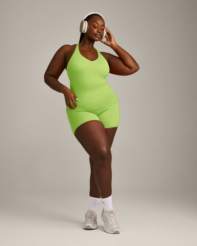 SoftMotion™ Racer Back Vest with Built in Bra Shelf with Gray Logo | Citrus Green