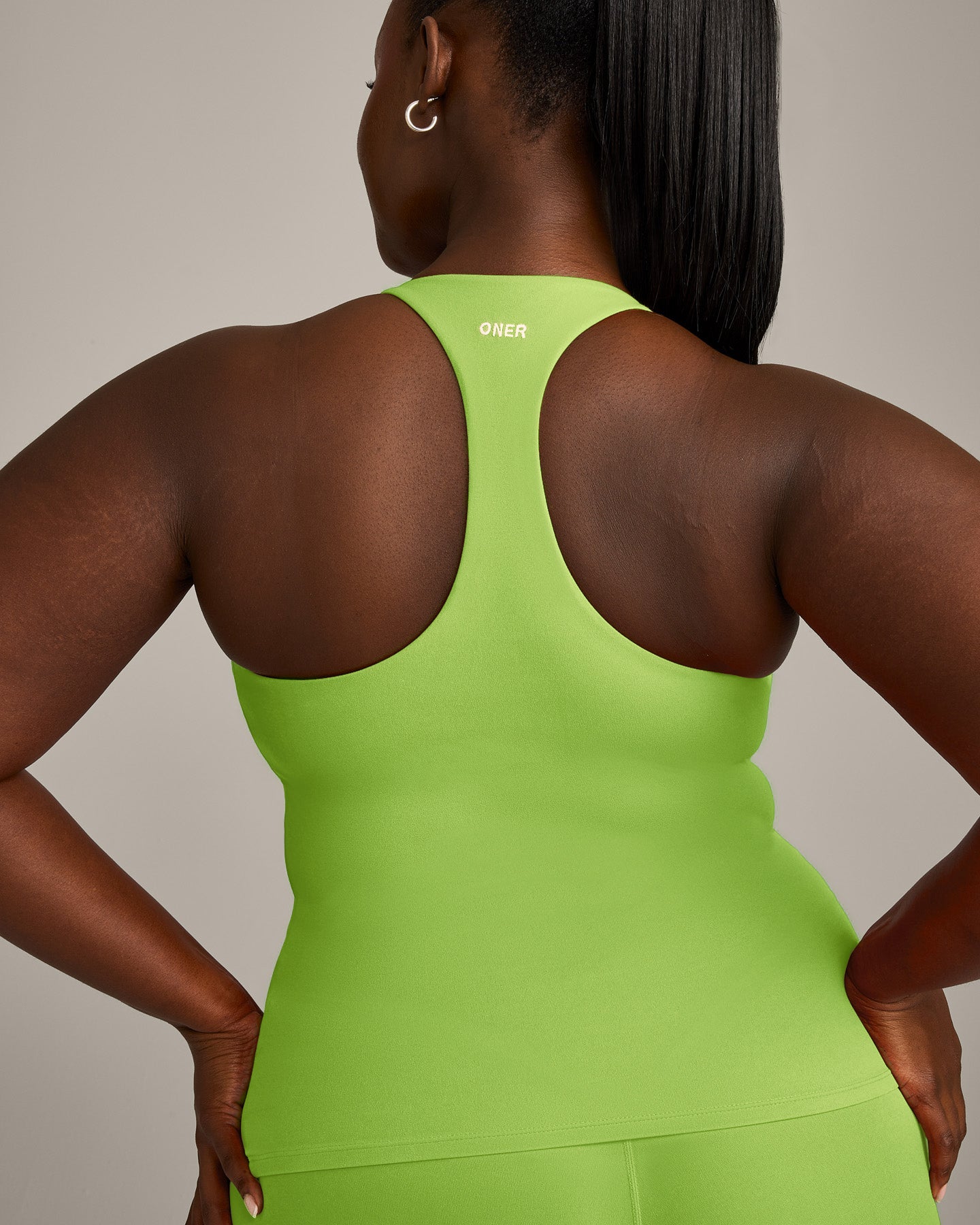 SoftMotion™ Racer Back Vest with Built in Bra Shelf with Gray Logo | Citrus Green