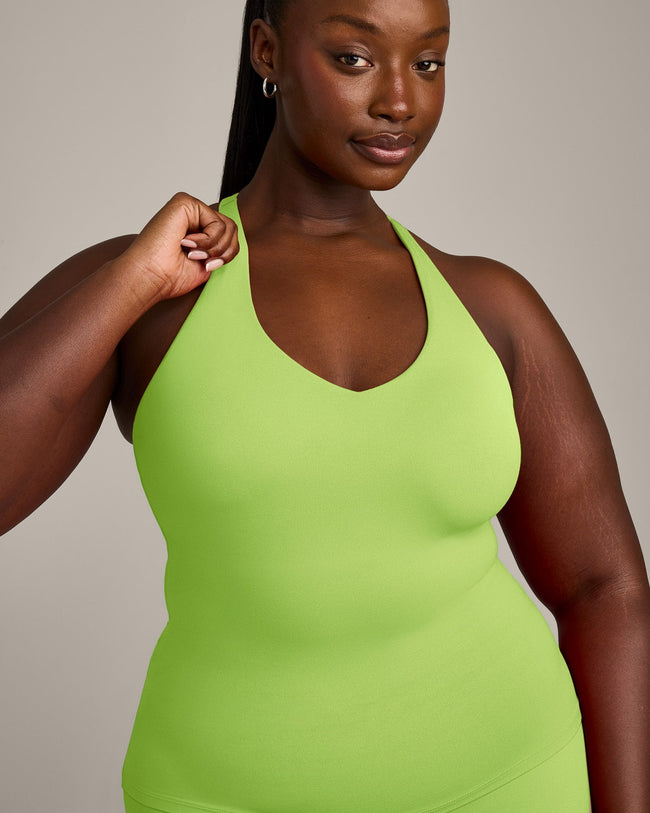 SoftMotion™ Racer Back Vest with Built in Bra Shelf with Gray Logo | Citrus Green