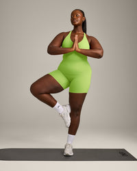 SoftMotion™ Racer Back Vest with Built in Bra Shelf with Gray Logo | Citrus Green