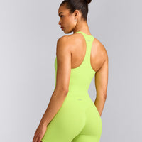 SoftMotion™ Racer Back Tank Top with Built in Bra Shelf with Gray Logo | Citrus Green