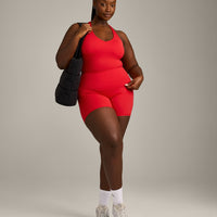 SoftMotion™ Racer Back Vest with Built in Bra Shelf with Gray Logo | Fiery Red