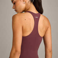 SoftMotion™ Racer Back Vest with Built in Bra Shelf with Gray Logo | Velvet Mocha