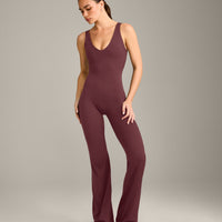 SoftMotion™ Scoop Back Flared All In One Long with Gray Logo | Velvet Mocha