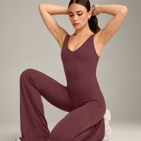 SoftMotion™ Scoop Back Flared All In One Long with Gray Logo | Velvet Mocha