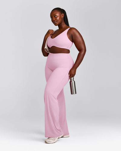 SoftMotion™ Scoop Back Bralette with Gray Logo | Chalk Pink