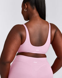 SoftMotion™ Scoop Back Bralette with Gray Logo | Chalk Pink