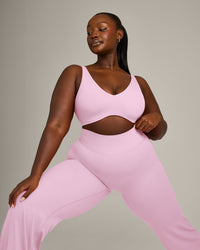 SoftMotion™ Scoop Back Bralette with Gray Logo | Chalk Pink