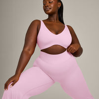 SoftMotion™ Scoop Back Bralette with Gray Logo | Chalk Pink