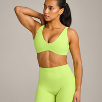 SoftMotion™ Scoop Back Bralette with Gray Logo | Citrus Green