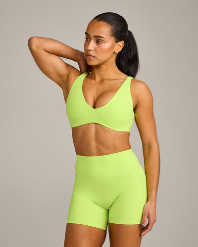 SoftMotion™ Scoop Back Bralette with Gray Logo | Citrus Green