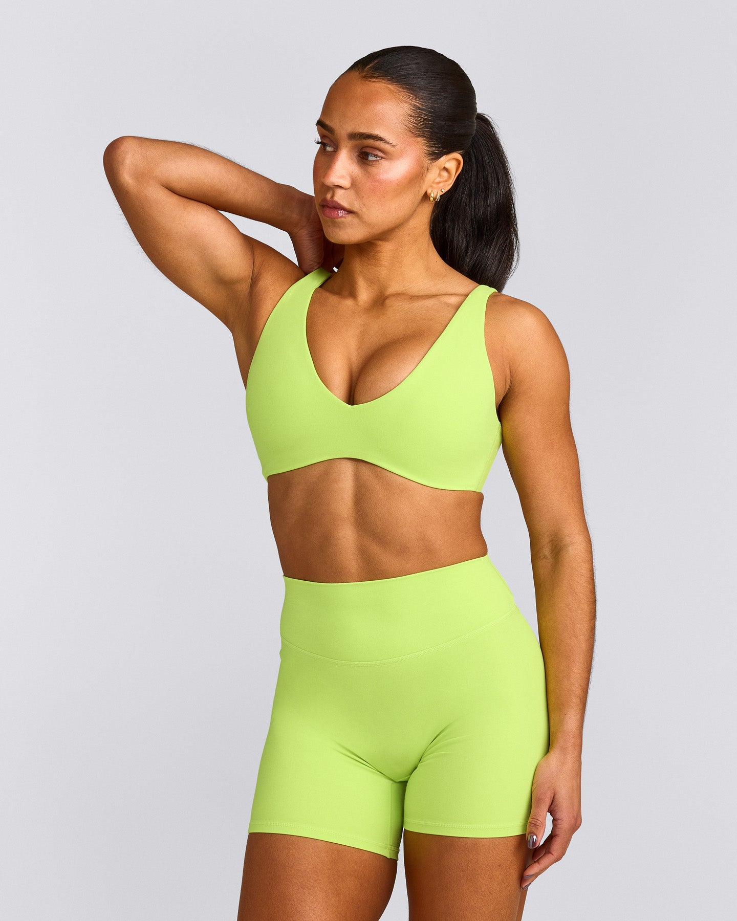 SoftMotion™ Scoop Back Bralette with Gray Logo | Citrus Green