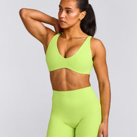SoftMotion™ Scoop Back Bralette with Gray Logo | Citrus Green